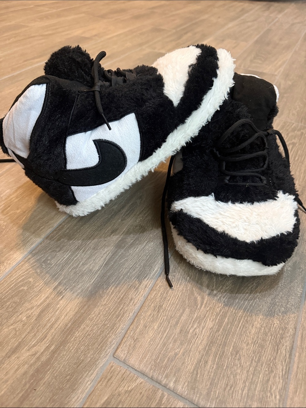 Plush Black and White Slipper Sneakers